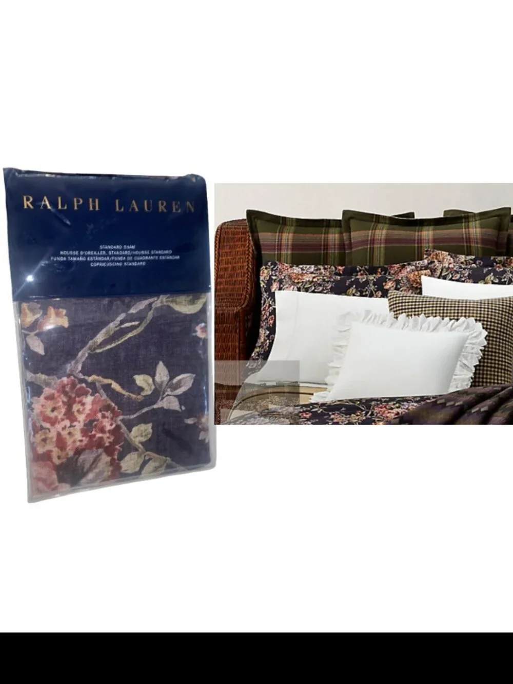 Ralph Lauren Elyse Eggplant Standard Pillow Sham Floral 20 in. x 28 in.